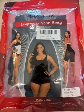 ShaperX Black Women's Bodysuit Shapewear - L/XL NWT